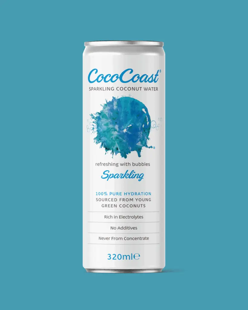 CocoCoast Sparkling – kolsyrat kokosvatten 320 ml, lågkalori funktionsdryck